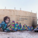 Herakut gives workshops for children at a Syrian refugee camp in Jordan