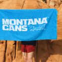 The new Montana TYPO LOGO BEACH TOWEL Blue